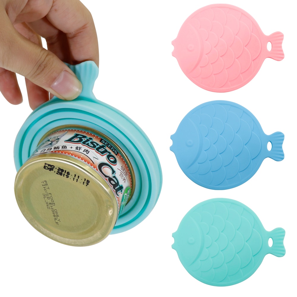 Silicone Dog Cat Bowl Lid Stretch Universal Pet Can Lids Bowl Cover Food Fresh Microwave Covers Pet Supplies Fish Shape