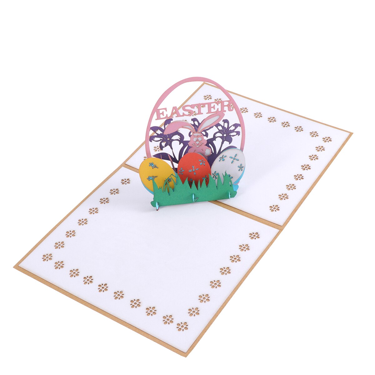 3D EASTER Bunny and Eggs Flowers Cutouts Easter Cards Greeting Cards for Easter (Beige): Default Title
