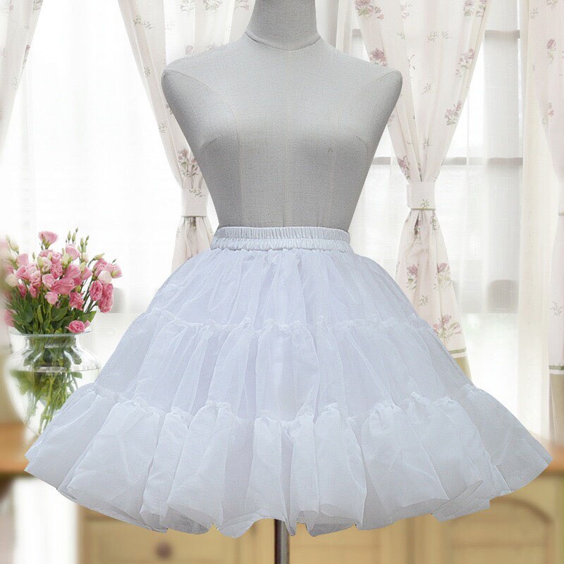 Katoen Organze Hoopless Hoepelrok Ruffle Onderrok Prinses Kostuum Meisjes Pluizige Rok Bouffant Lolita Petticoat Voor Vrouwen