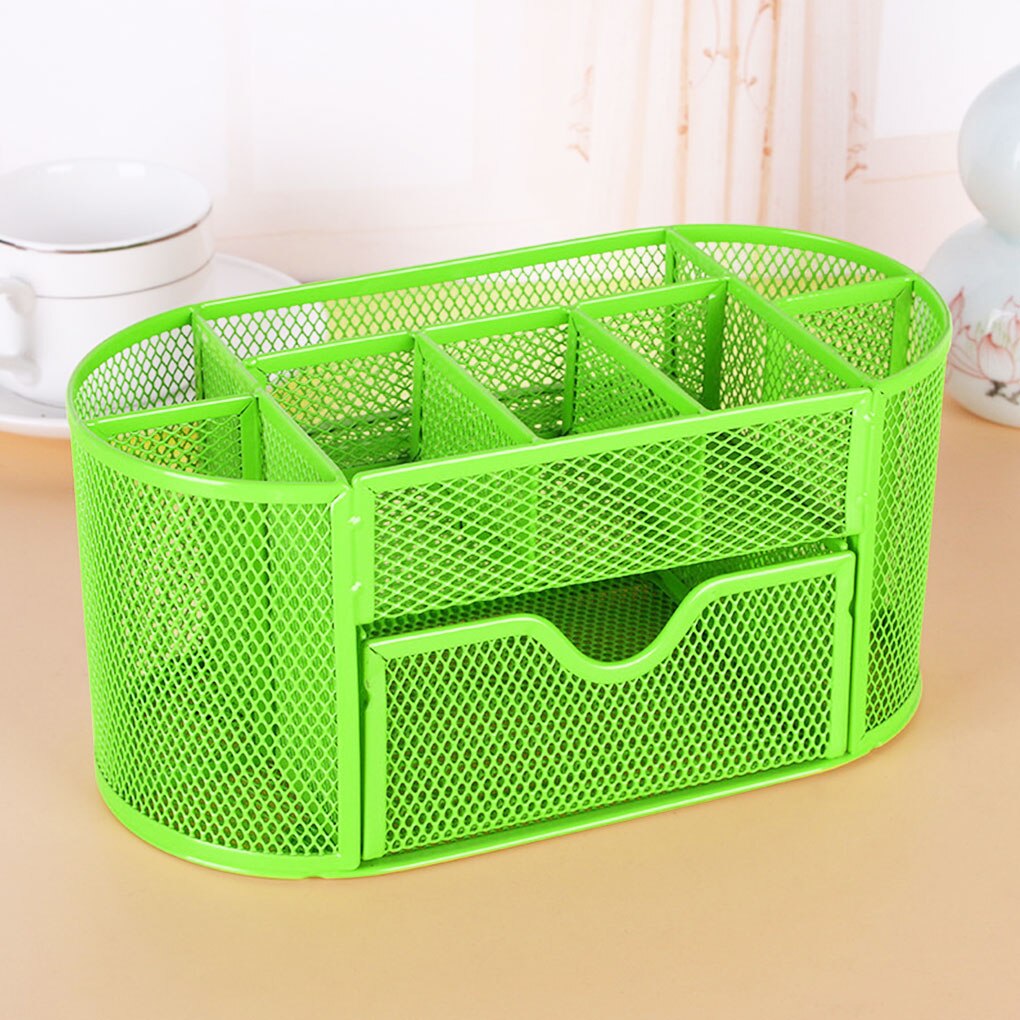 Trieur de bureau multi-fonctionnel 9 tiroirs, en métal maillé, pot à stylo, boîte de papeterie, boîtier, fournitures scolaires, accessoires