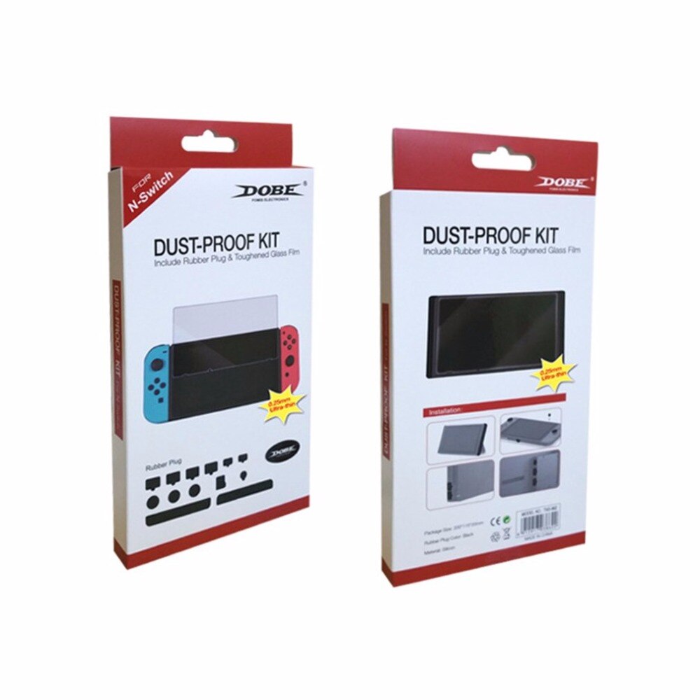 Jeu d'accessoires de Console de jeu Kit anti-poussière + dureté Film de protection d'écran en verre trempé pour Console Nintend Switch NS