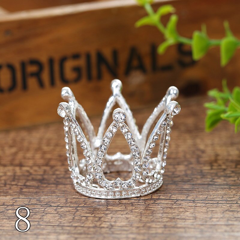 Mini Tiara encantadora, corona para pastel, Color dorado plateado, coronas de aleación, Princesa, suministros y decoraciones para fiestas,: 8