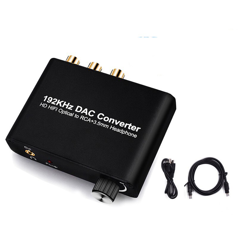 192Khz Digitale Audio Analoog Converter Dac Coaxiale Spdif Toslink Hd Hifi Optische Naar Rca 3.5Mm Jack Adapter met Volumeregeling