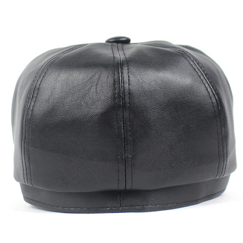 Lanxxy sort læder newsboy cap vintage baret mænd efterår vinter hatte til kvinder afslappet maler kasket