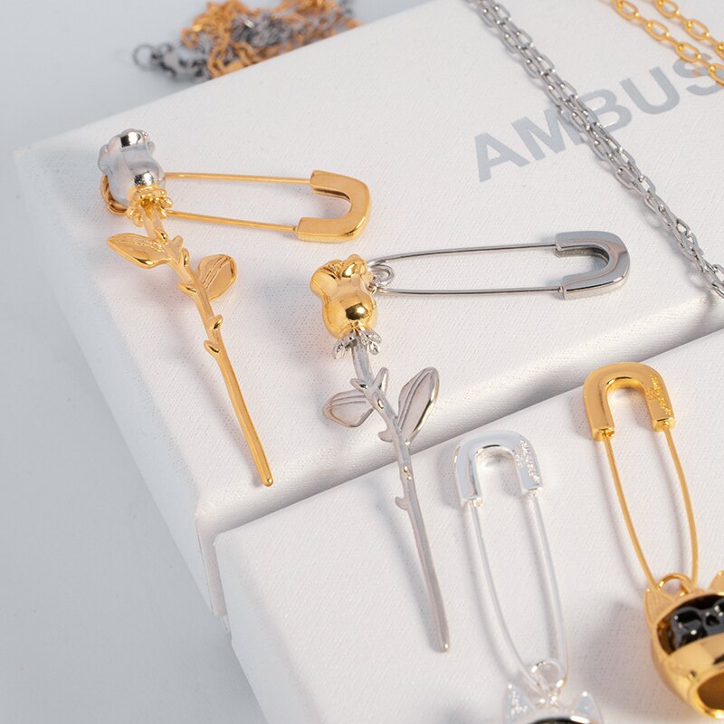 Edy 21SS S925 Ambush Gloeilamp Pin Oorbel Collection Metalen Logo Stud Oorbellen Voor Vrouwen Meisjes Partij Sieraden