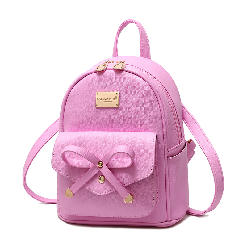 Sac à dos femme Version coréenne du collège vent sac à dos PU cuir mignon étudiant sac mignon sac à dos femmes ZF10089: Pink