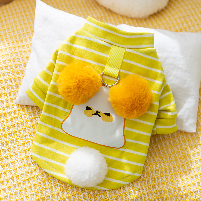 Autumn Winter Dog Plush Ears Dog Striped Dogs Hoodie Cat Small and Medium Sized Dogs Cute Pet Clothes Puppy Clothes: XXL / WHITE