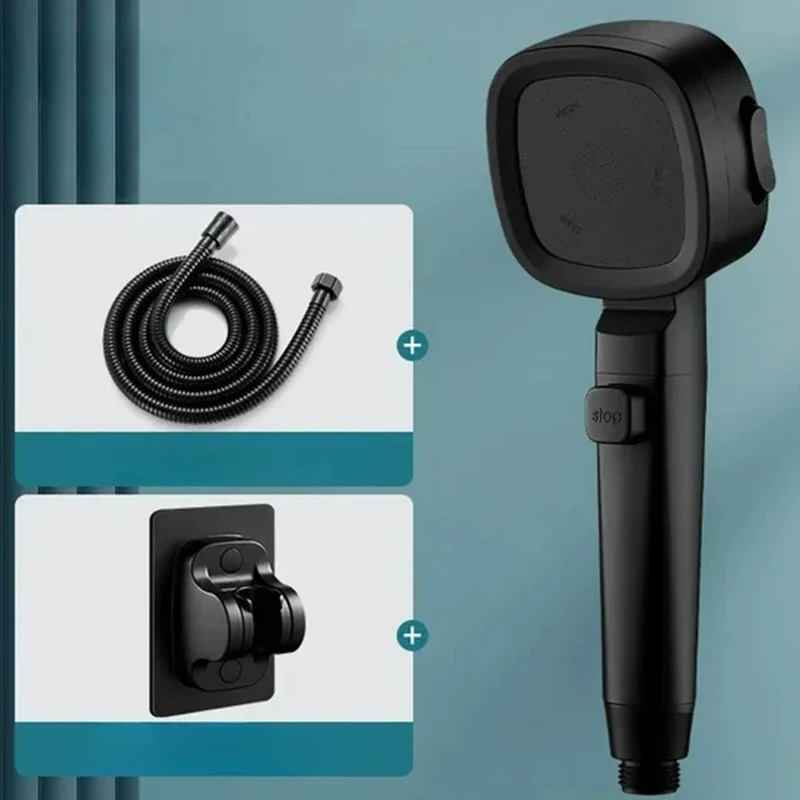 Cabezal de ducha de refuerzo de presión fuerte, calentador de agua de baño, juego de ducha para el hogar: Morado