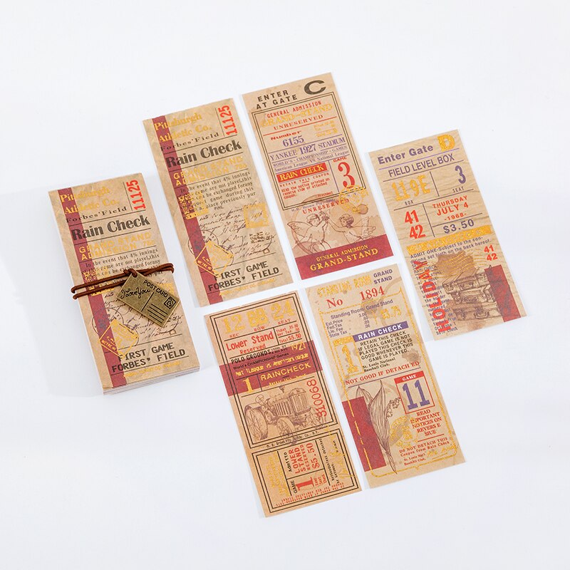 Yoofun 50pcs/lot Memo Pads Sticky Notes Bill Traveller Vintage Deco Paper Junk Journal Diary Scrapbooking Stickers Office School: g