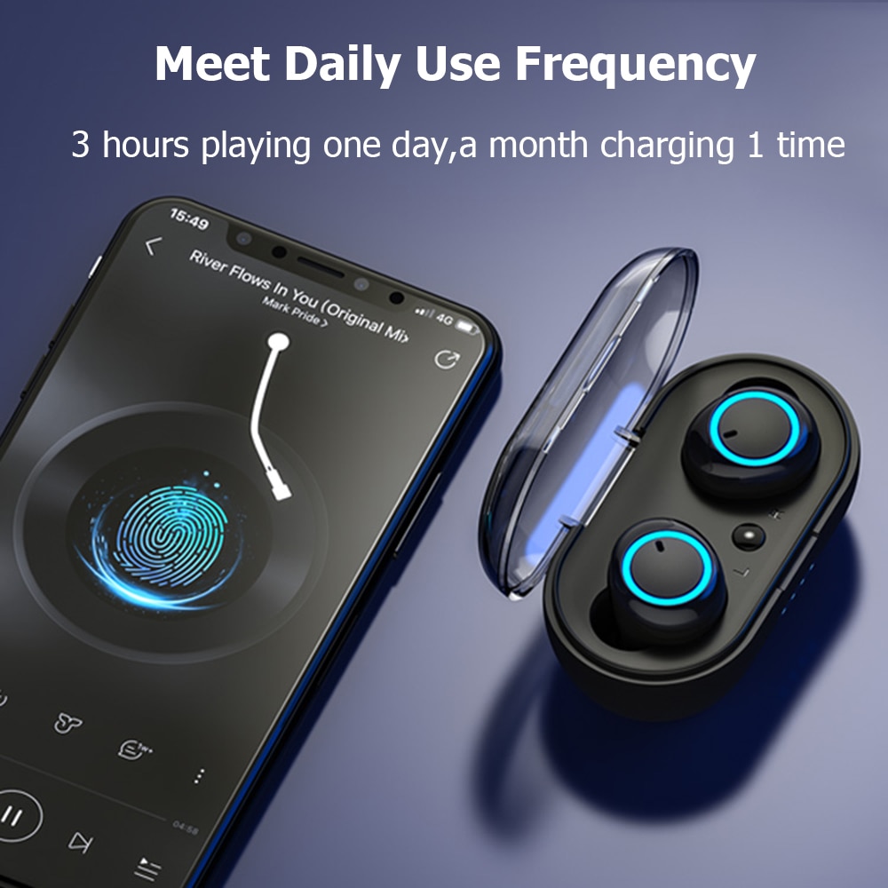 D10/DT2 TWS Bluetooth Earphones Fingerprint Touch Wireless Earbuds HD Stereo Wireless Headphones Noise Cancelling Gaming Headset