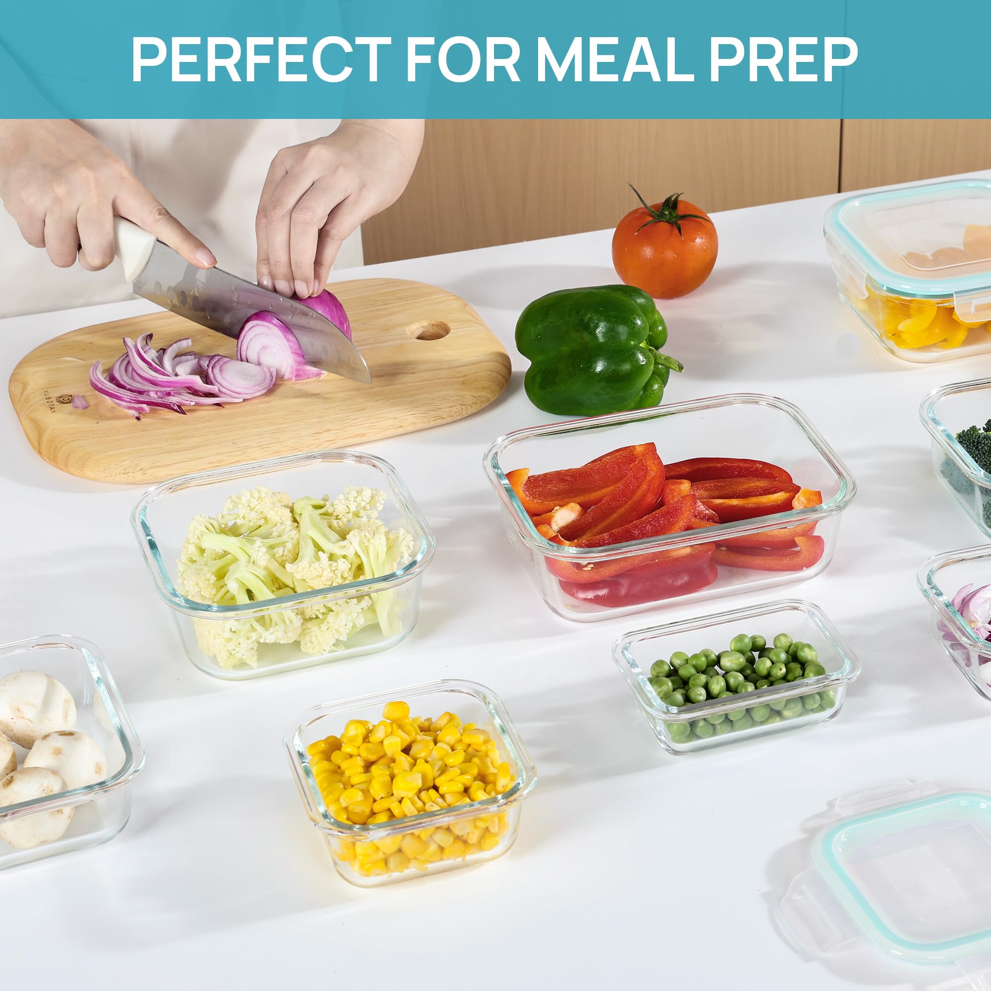 Glass Lunch Box Food Storage Containers, Meal Prep , Airtight Bento Boxes, for Microwave, Oven, Freezer and Dishwasher, BPA Free