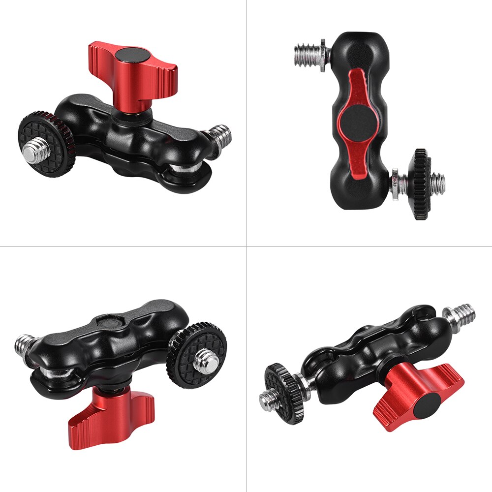 Andoer articulación de fricción Ballhead brazo Cámara Monitor LED Video luz adaptador montaje con 2 cabezas de bola movimiento de inclinación de 180 grados