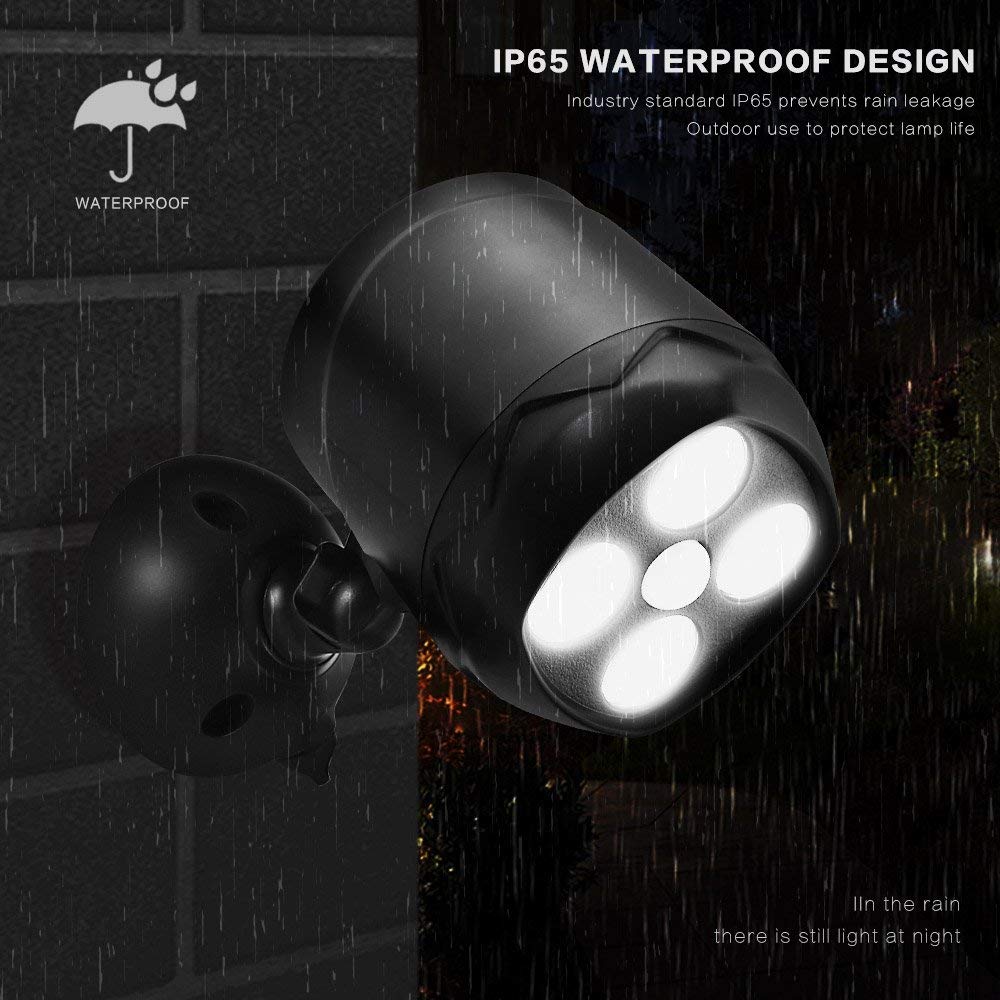 4LED Outdoor Bewegingssensor Spotlight Draadloze Batterijen Waterdicht Wandlamp Patio Tuin Garage Pathway Veiligheid Verlichting