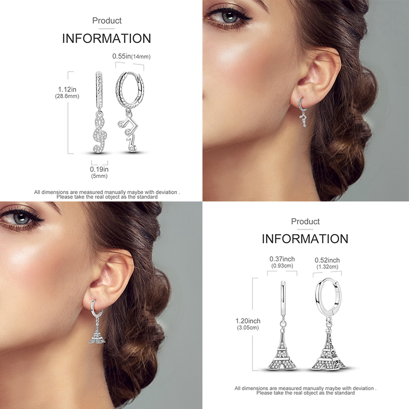 925 Sterling Silver Career Eardrop Musical Note Earrings Painter Microphone Earrings Fit For Women Workplace Birthday