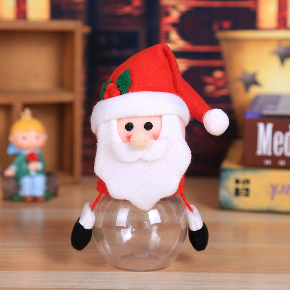 Child Kids Christmas Plastic storage container Candy Jar Storage Bottle Santa Bag Sweet christmas decorations for home Box: A