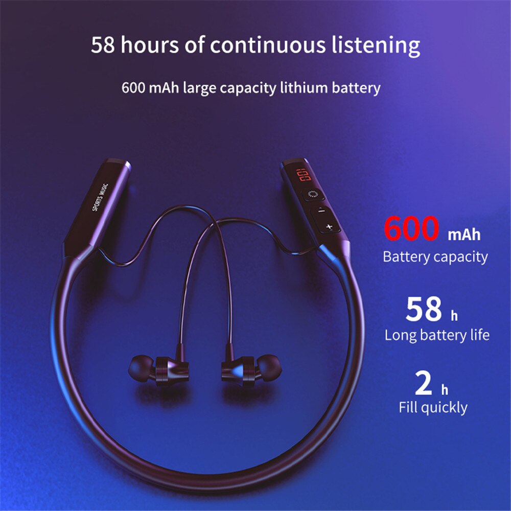 3 In 1 Bluetooth 5.0 Sport Draadloze Koptelefoon Nekband Magneet Hifi Stereo Headset Ondersteuning MP3 Speler Fm Radio Tf Card met Mic