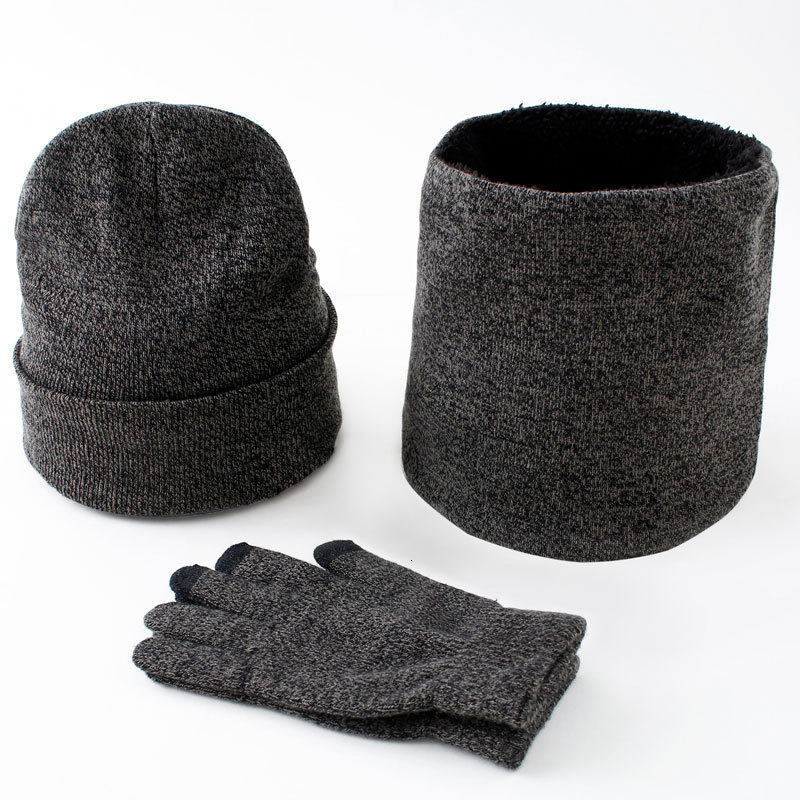 Conjuntos de bufanda gorro guantes para hombre, conjunto de gorro y bufanda de invierno, conjunto de bufanda suave y cómodo con forro polar para hombre y mujer: Medium Grey