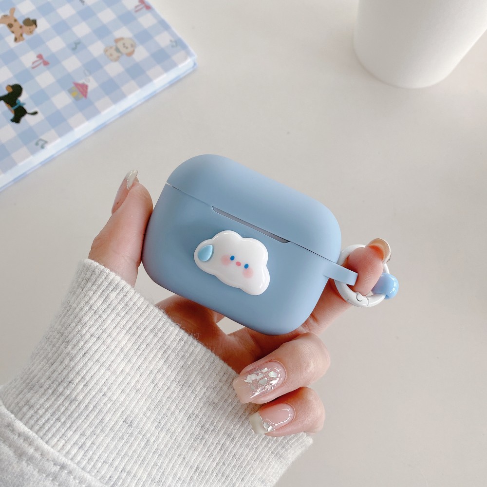 Étui pour écouteurs sans fil Apple Airpods 4 3 2 1 Pro 2 génération, étuis de protection en Silicone 3D avec nuage de dessin animé avec accessoire d'anneau