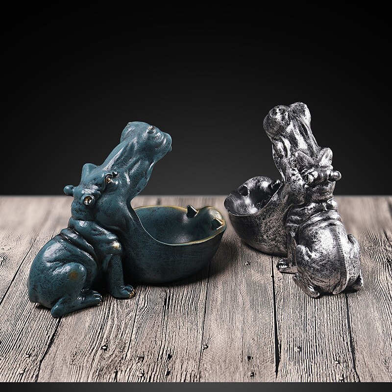 3D Hippo Standbeeld Decor Home Decoratie Accessoires Dier Sculptuur Bureau Opbergdoos Beeldje Ornament Wedding Party Decoraties
