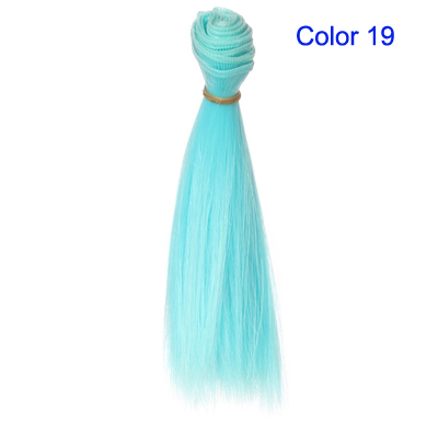 Bjd haar 15 cm * 100 CM blauw groen paars kleur korte rechte haar voor 1/3 1/4 BJD diy pop rechte pruiken: Color 19