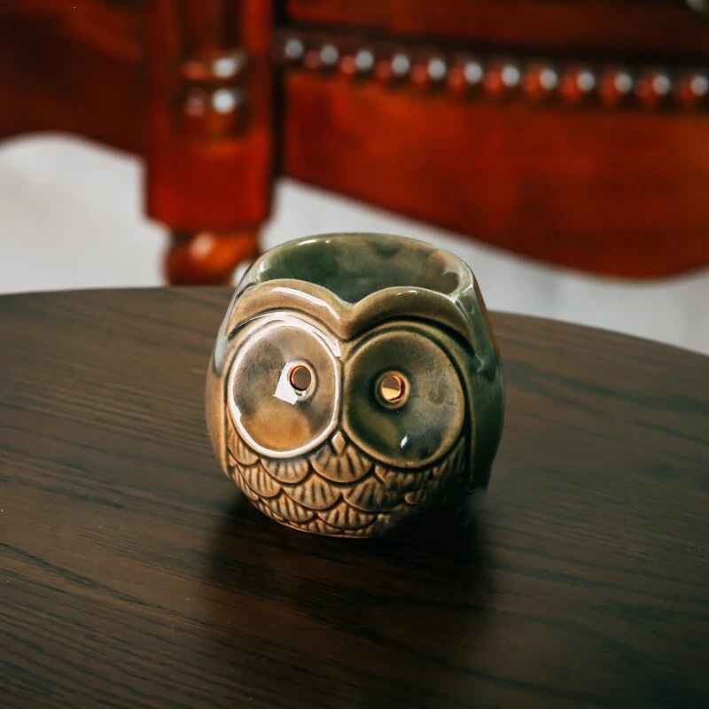 Ceramic Aromatherapy Censer Aroma Burner Owl Essential Oil Lamp Candle Holder Home Office Decoration Incense Burner Crafts