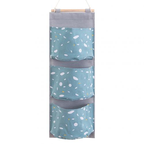 3 bolsillos Oxford tela colgante de pared de puerta diversos bolsa de almacenamiento armario de algodón Lino baño bolsa de almacenamiento organizador de juguetes cosméticos: Verde