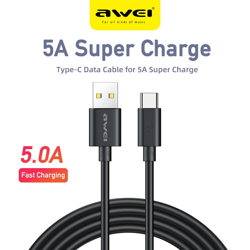 AWEI CL-110T 5A Typ-C USB Daten Kabel dauerhaft 1m Schnell Ladung Super Schnelle Ladung Usb C Kabel Universal- für praktisch