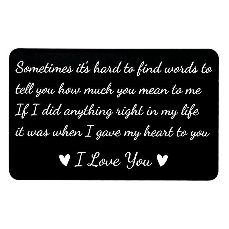 Mini Love Note Boyfriend Engraved Wallet Inserts Permanent Engraving Anniversary party favors for Husband Men