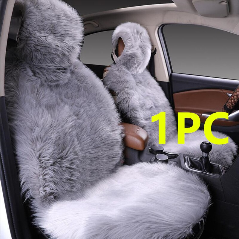 1Pc Bont Schapenvacht Auto Stoelhoezen, Universele Wol Auto Zitkussen, winter Warm Auto Voorstoel Cover Australië Imitatie Wol: Grijs