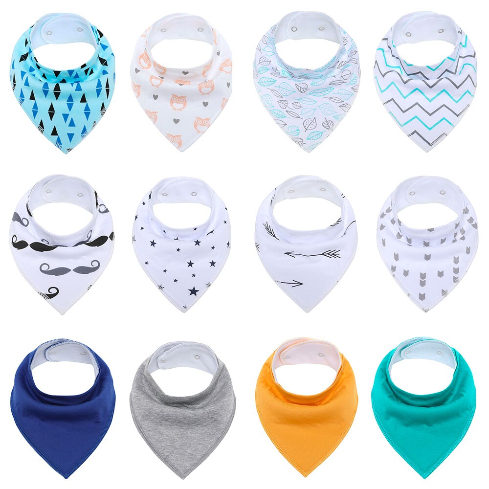 12 stk baby bandana savlesmæk til drenge og piger 100%  økologisk bomuld blød og absorberende baby savlesmæk til nyfødte: K120011
