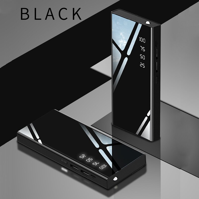 10000mAh Externe Draagbare Power Bank Telefoon Oplader Dual Usb-poort Powerbank LED Display Zaklamp Telefoon Batterij Oplader