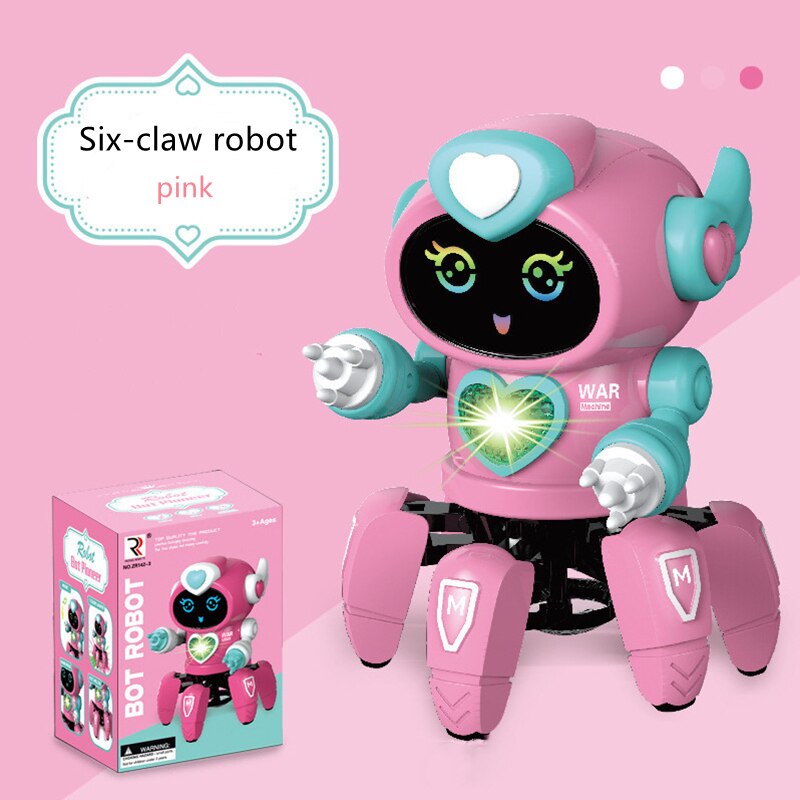 Mini jouets pour enfants, 6 griffes, pieuvre, Robot ABS, lumières LED, musique dansante, colorés, pour garçons et filles, 2022: WHITE