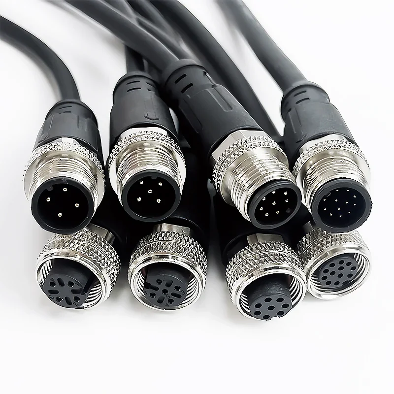 2 meter M12 sensor connector waterdichte kabel plug Mannelijke & Vrouwelijke 4 5 8 12Pin PVC Geïntegreerde spuitgieten M12 connectoren