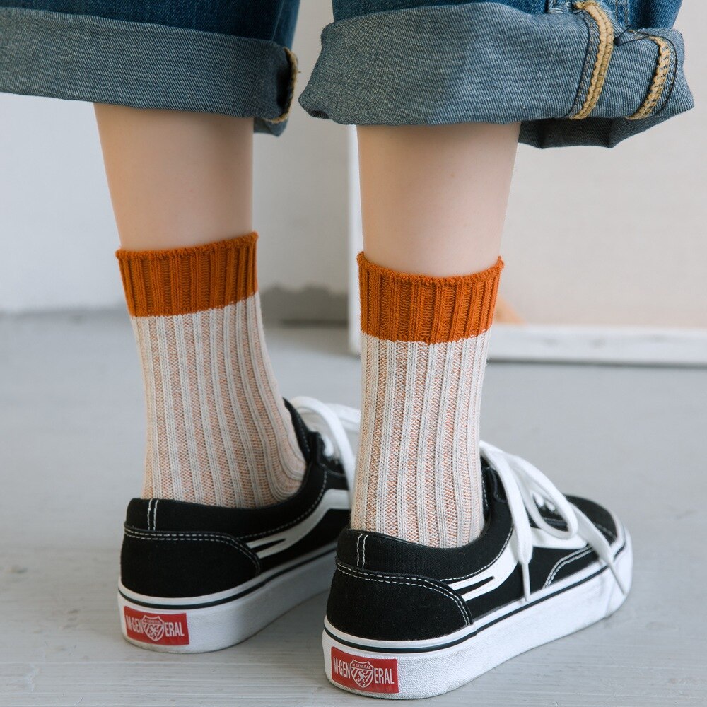 Kvinnor tubstrumpor bomull tjock nål stava färg höst och vinter strumpor kvinnlig koreansk japansk stil 185