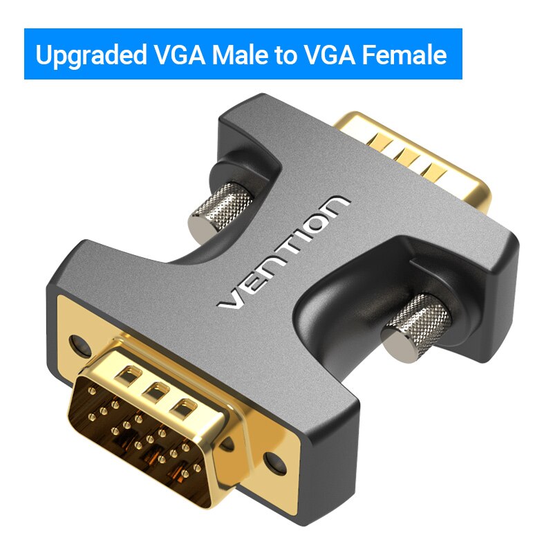 Vention VGA Coupler 15 Pin VGA Male to VGA Feamle Adapter HD15 Female to Female Gender with Gold-Plated for PC TV SVGA Adapter: DDFB0 Black