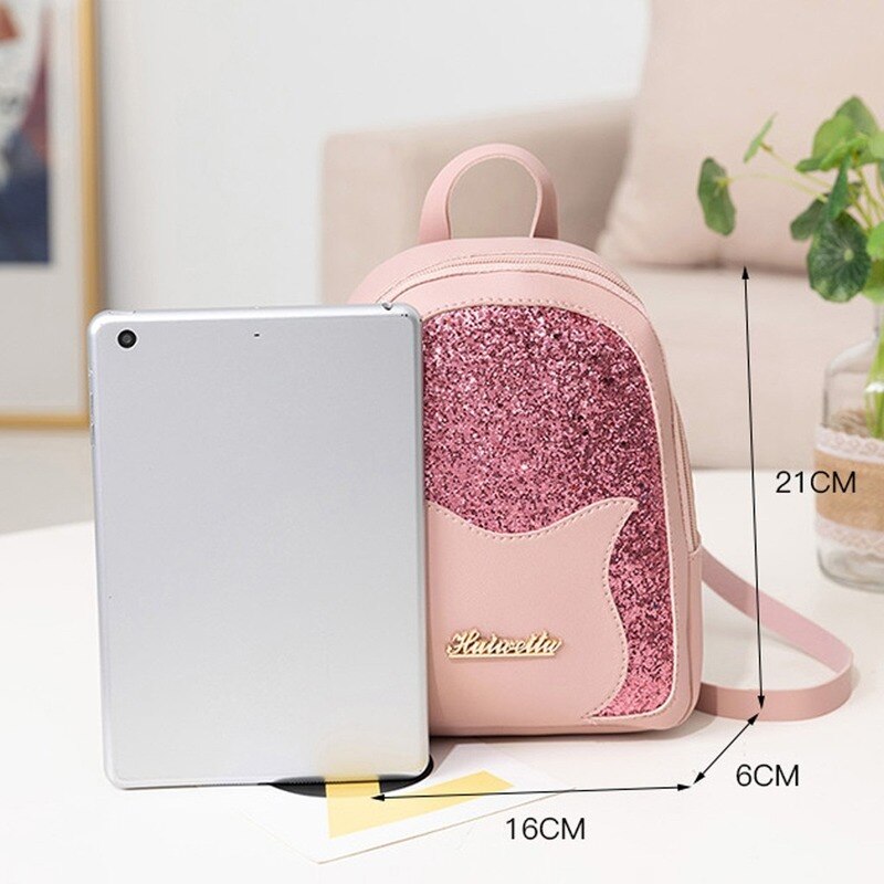 Girl's Small Backpack Shining Sequin Shoulder Bag Women Multi-Function Mini Back Pack for Teenage Girls Kids