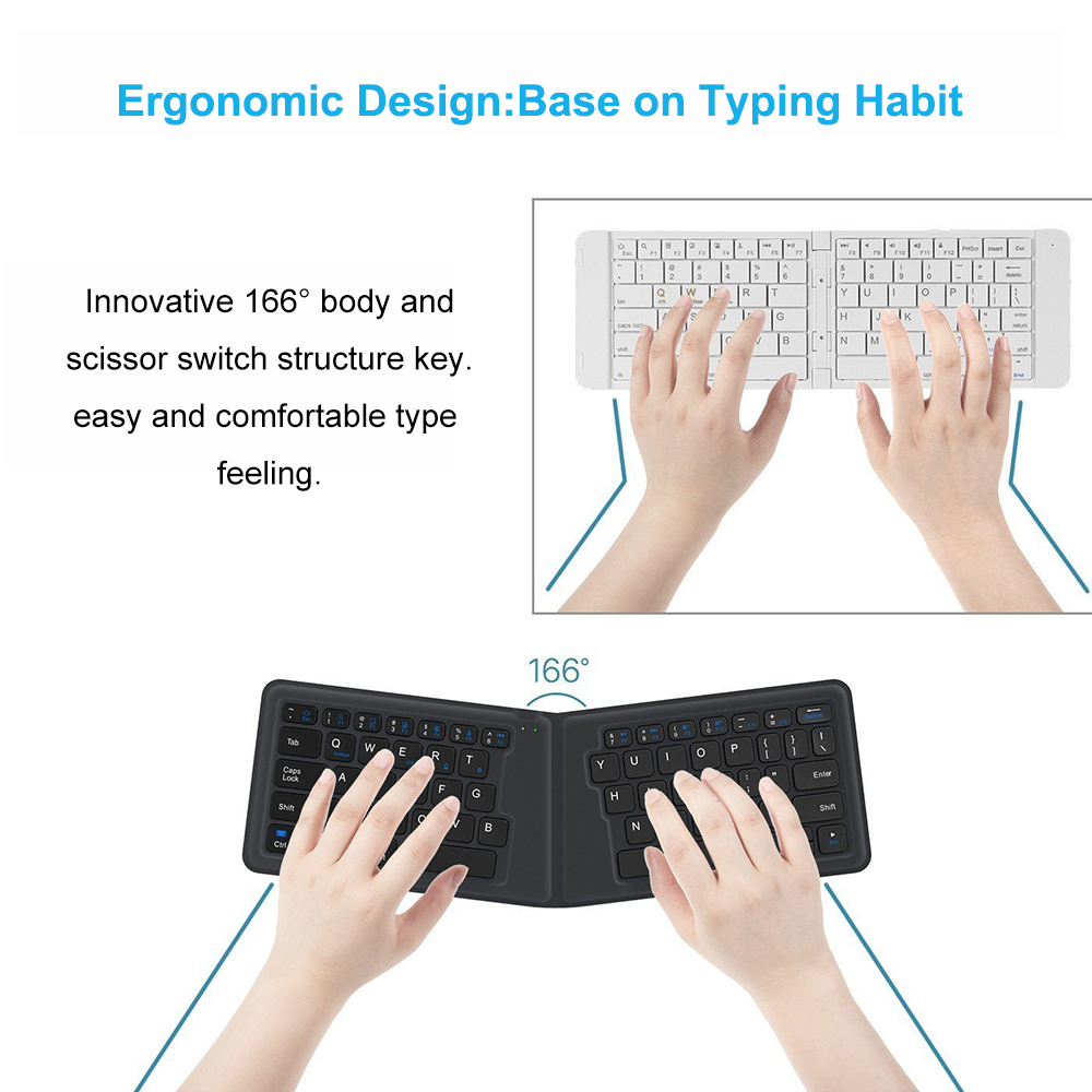 [AVATTO] Weiche Leder Oberfläche Tragbare Bluetooth Wireless Faltbare Tastatur für Android IOS Telefon Tablet Windows Mac Laptop PC