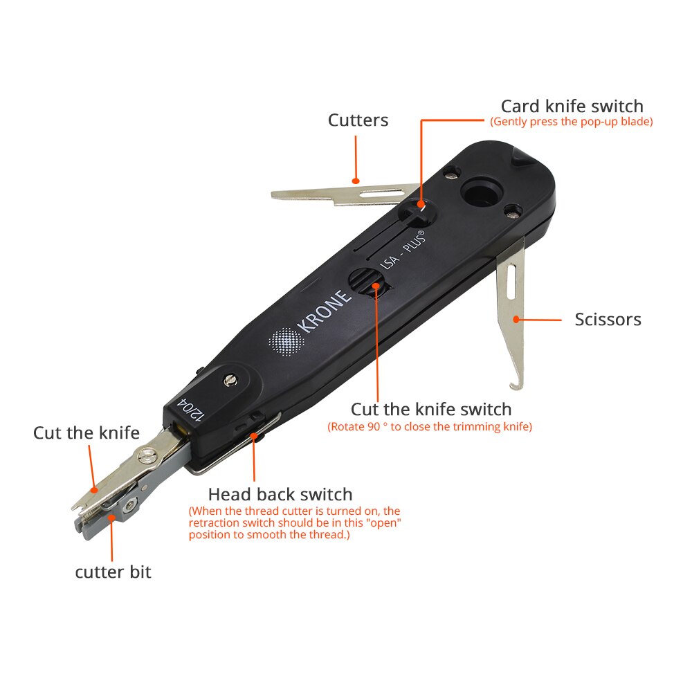TISHRIC Krone RJ45 crimpadora lsa-plus Cable de teléfono de telecomunicación RJ11 juego de red de punzonado óptico, herramienta de prensado