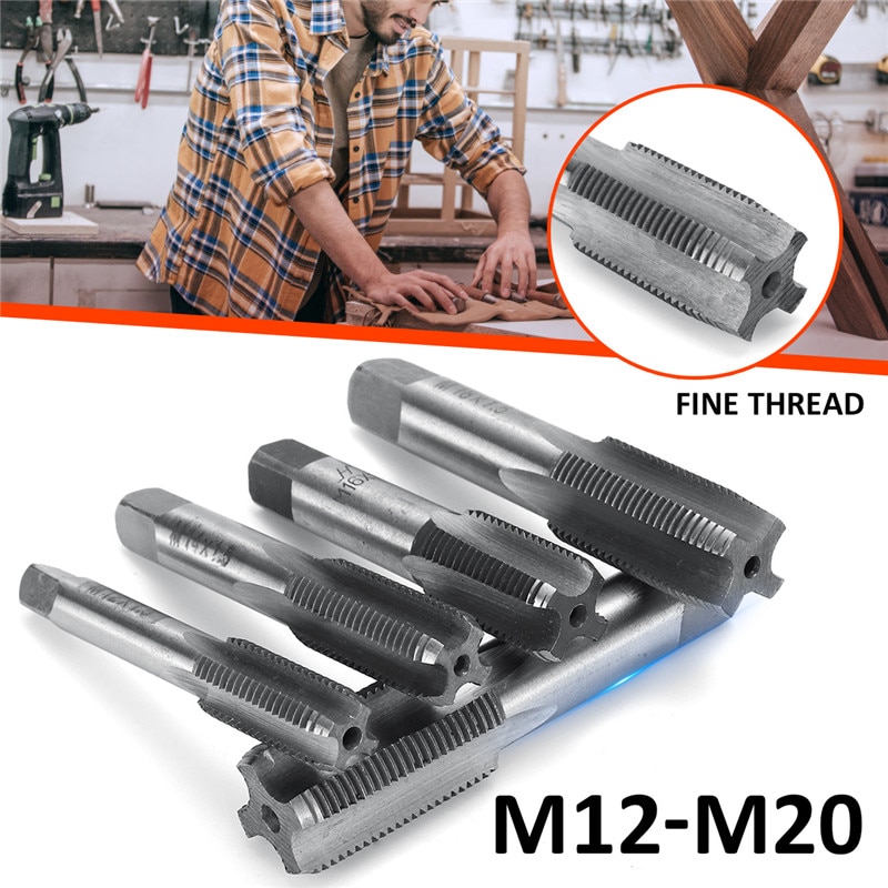 2X M12 M14 M16 M18 M20 1,5mm paso HSS derecha recta rosca fina grifo conector métrico herramientas de mano para el mecanizado de moldes