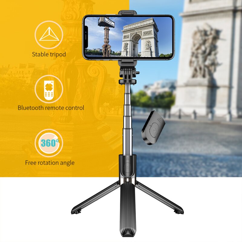 Uitschuifbaar statief voor mobiele telefoon met LED en afstandsbediening Tridiex InnovaGoods Uitschuifbaar statief voor mobiele telefoon met LED en afstandsbediening Tridiex InnovaGoods