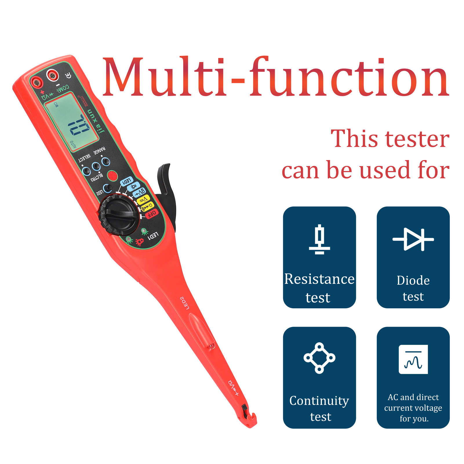 Handheld Intelligent Multimeter Digital Car Auto Circuit Tester Auto Repairs Multimeter Automatic Ranges 24V LED Dual Test