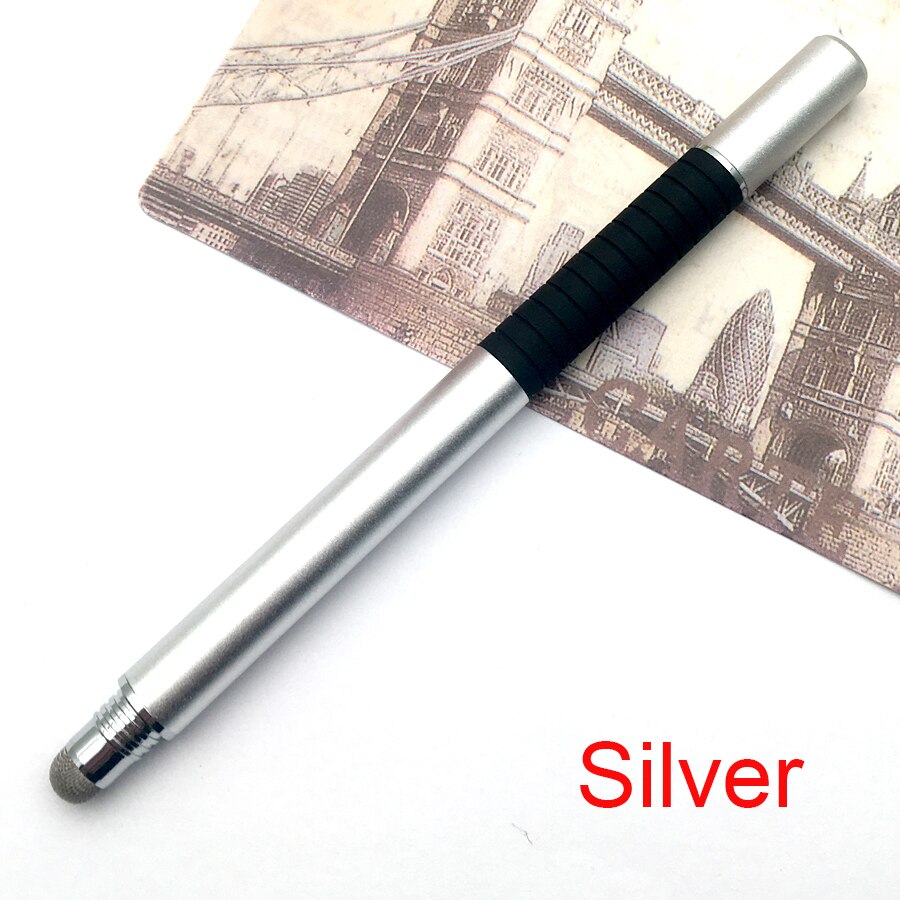 5pcs 2 in 1 Multi-function Touch Screen Pen Universal High Precision Capacitive Fiber Fine Point Disc Stylus for PhoneTablet: silver