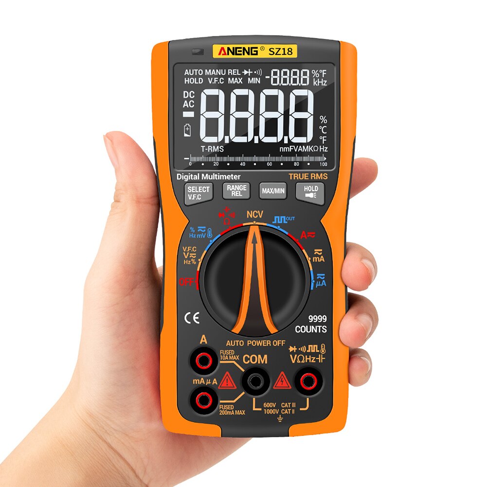 9999 Counts True RMS Automatic Range Voltage Meter ANENG SZ18 Digital Multimeter Tester Meter Capacitance Meter