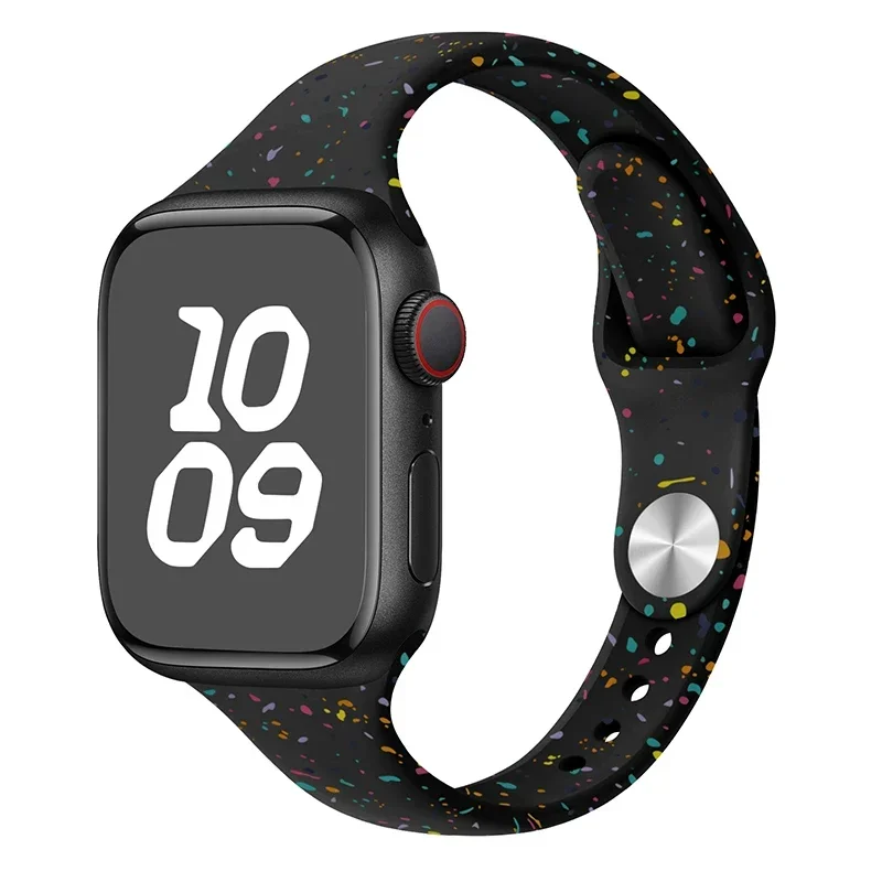 Slanke siliconen band voor Apple Watch Ultra 44 mm band 41 mm 45 mm correa 38 mm 40 mm 49 mm Sportarmband iWatch serie 8 7 6 5 se 4 3: Black Yellow / 14mm