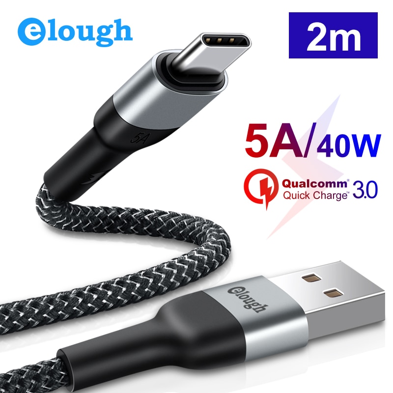Elough 5A Type C Kabel voor Huawei Mate 30 20 pro P30 P20 Super Lading Draad USBC Kabel USB Telefoon charger Cord
