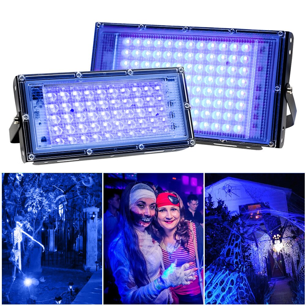 UV Disco Light Led Ultraviolet Flood Light for Fluorescent Black Drama Stage Halloween Prom Haunted House Floodlight 395nm
