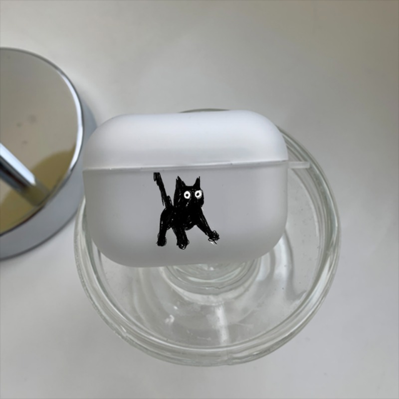 Grappige Cartoon Zwarte Kat Clear Oortelefoon Case Voor Apple AirPods 4 3e 2 Pro2 Transparante Cover Voor Airpod 1 3 Beschermende Box Shell