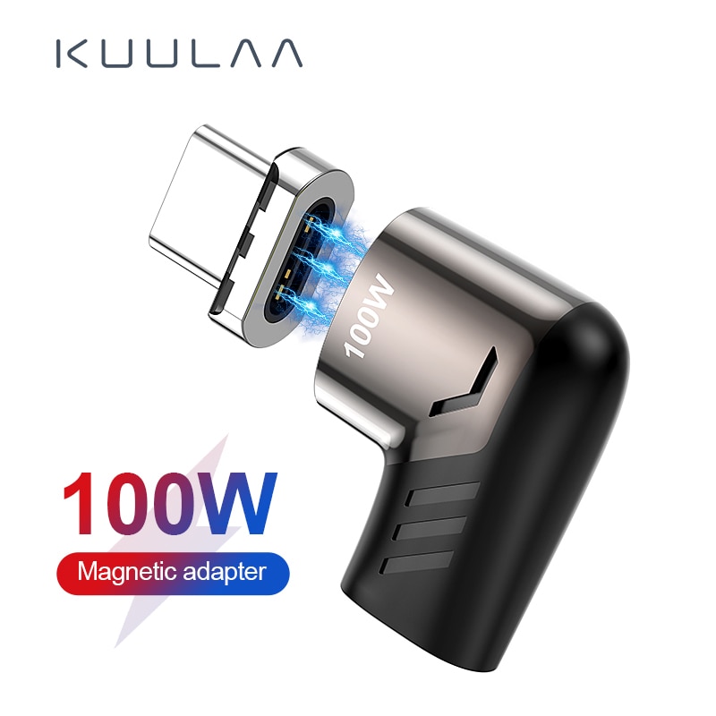 Kuulaa 100W Magnetische Usb Type C Adapter Voor Macbook Pro Elleboog Usb Type C Lading Connector Voor Huawei Magneet USB-C Adapter