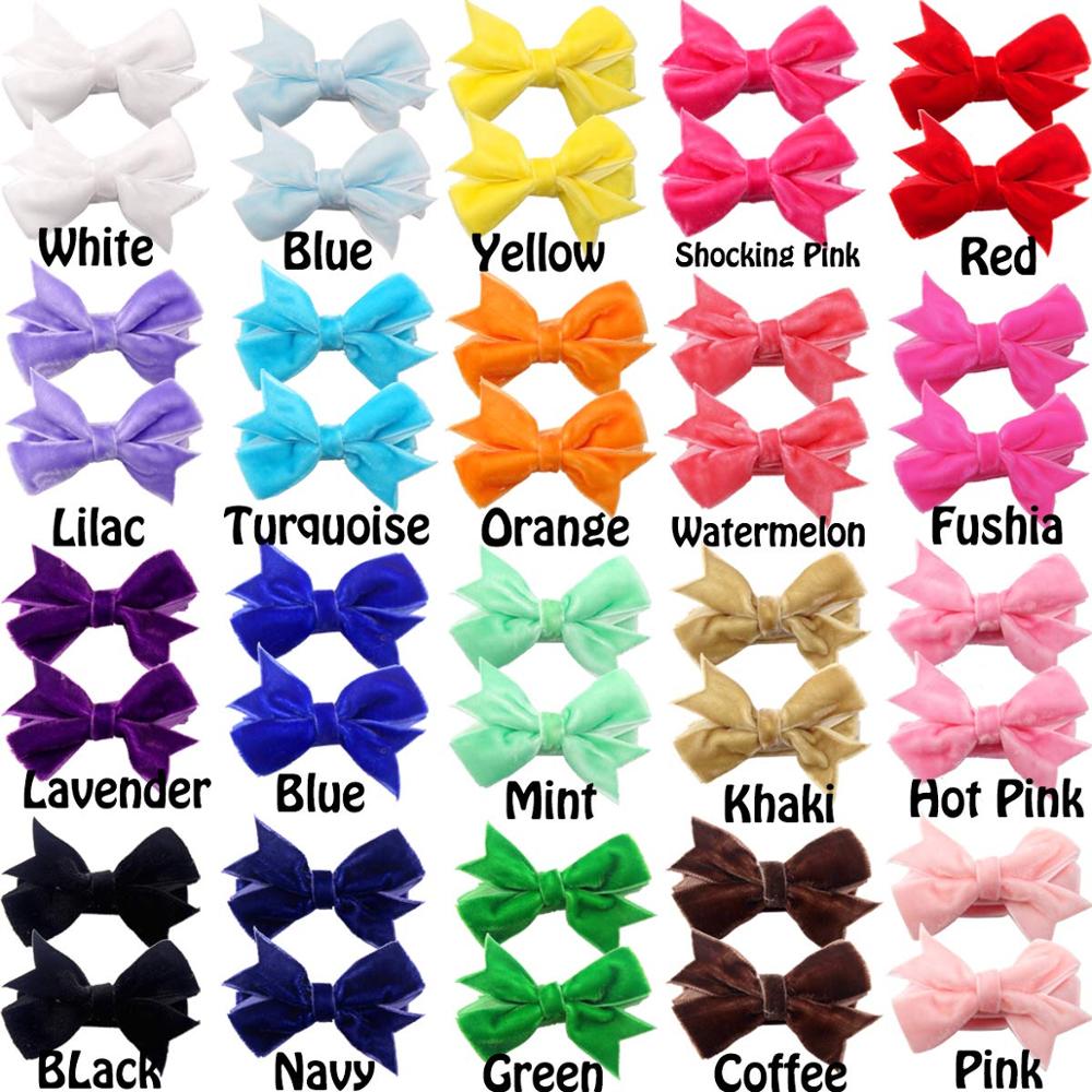 Pinzas para el pelo de 2 pulgadas para bebé y niña, lazos de terciopelo de 2 pulgadas, pinzas para el pelo completamente forradas, accesorios para el cabello para bebé, niños pequeños, 40 Uds.