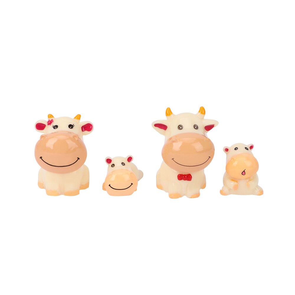 4 stk / sett ku familie ku pappa / ku mor / ku baby miniatyr landskap ornamenter fe hage bonsai diy mini tilbehør